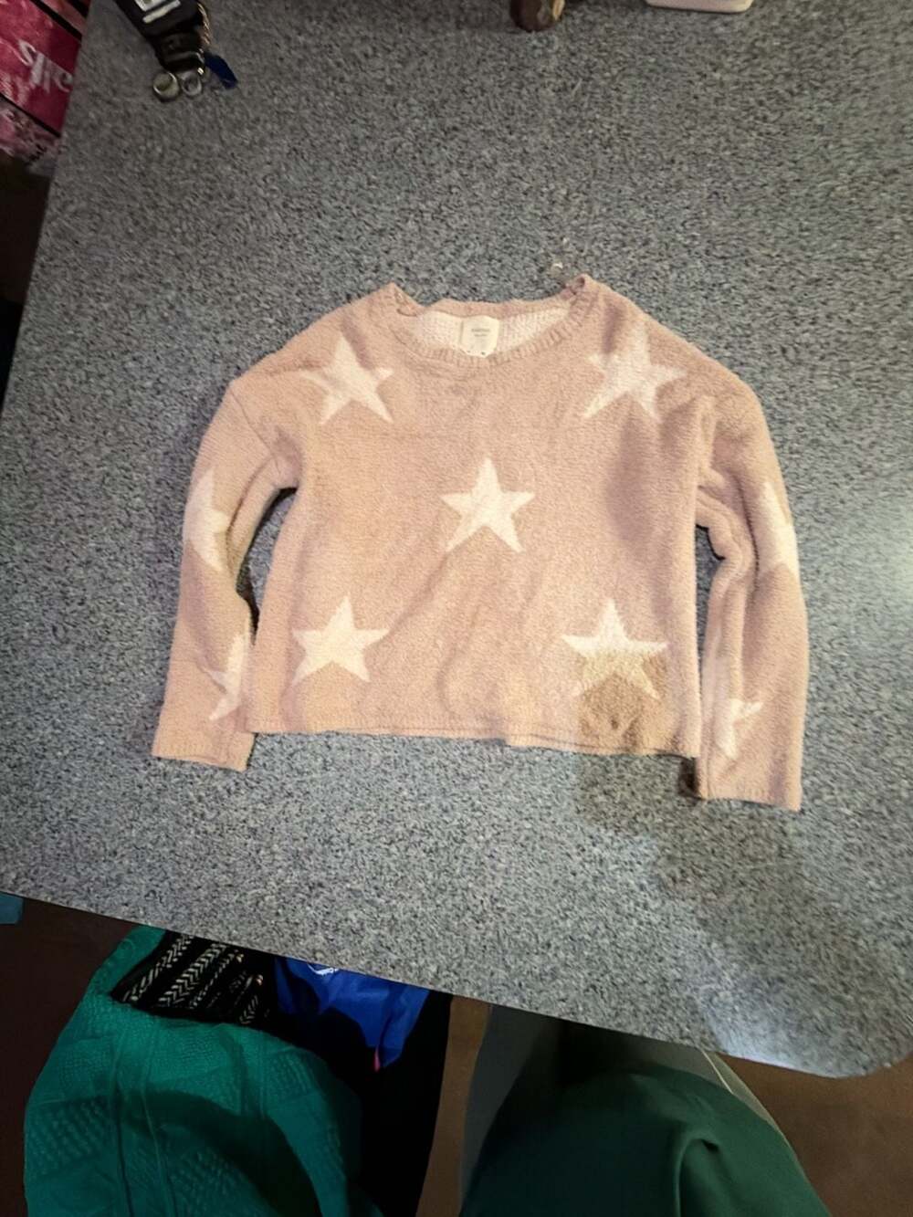 Harper Heritage Star Sweater Size XS Pink Fuzzy Knit Pullover
